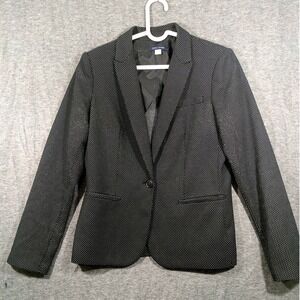 Tommy Hilfiger Womens' Black with‎ White Polka Dot Single Button Blazer Size 8